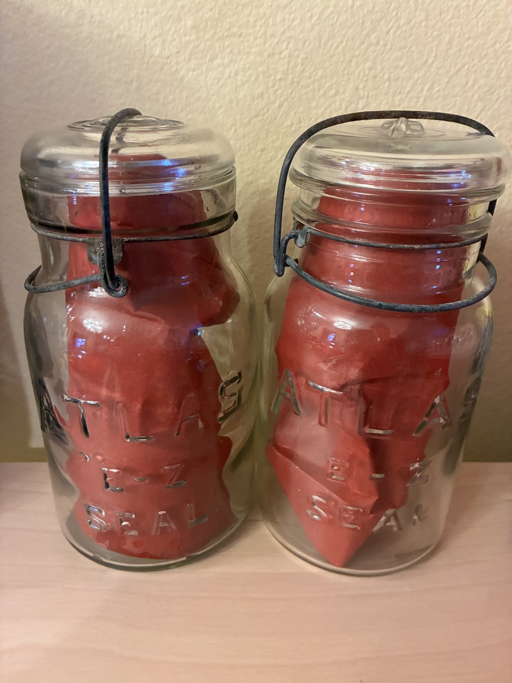 Vintage Antique 1923 - 1933 - Atlas E-Z Seal Glass Jars - Set of 2